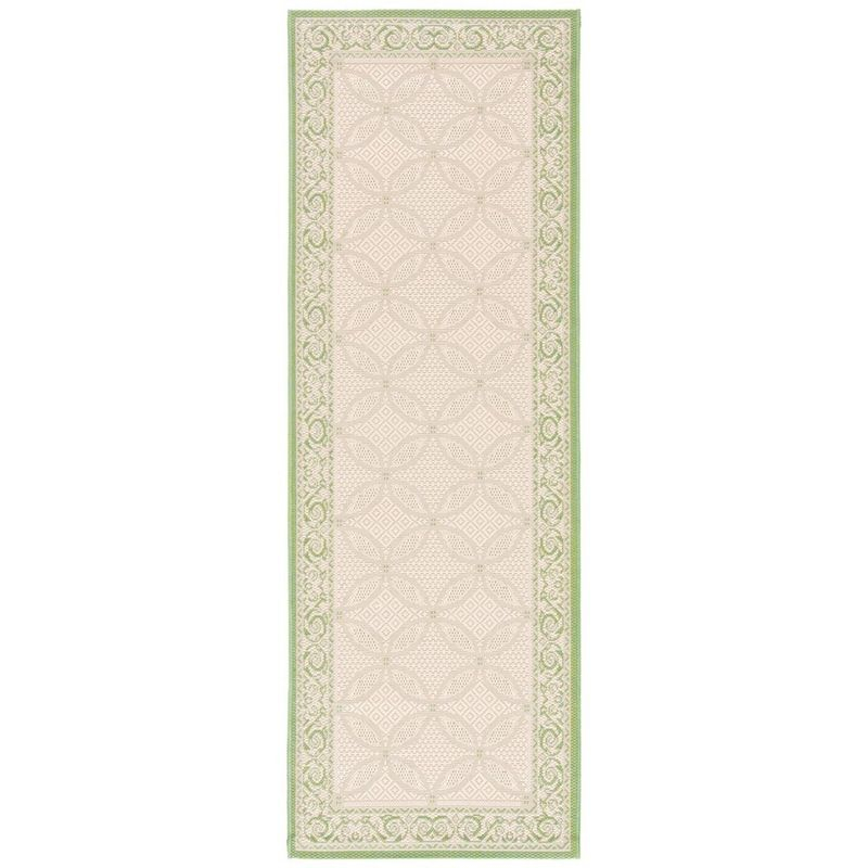 Courtyard CY1502 Power Loomed Indoor and Outdoor Runner Rug - Natural/Olive - 2'3"x6'7" - Safavieh