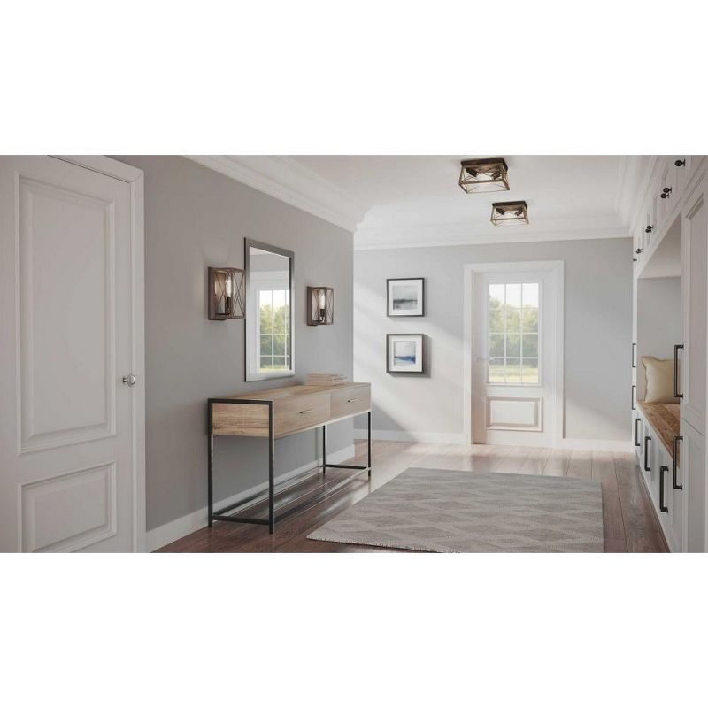 Progress Lighting Briarwood 2-Light Flush Mount, Graphite Finish, Faux-Painted Wood Enclosure, Canopy Included