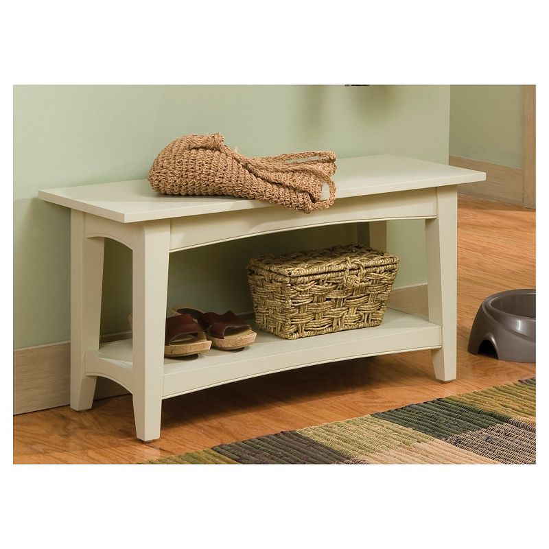 Shaker Cottage Bench with Shelf Sand - Alaterre Furniture: Hardwood Entryway Storage, Unupholstered Hallway Seat