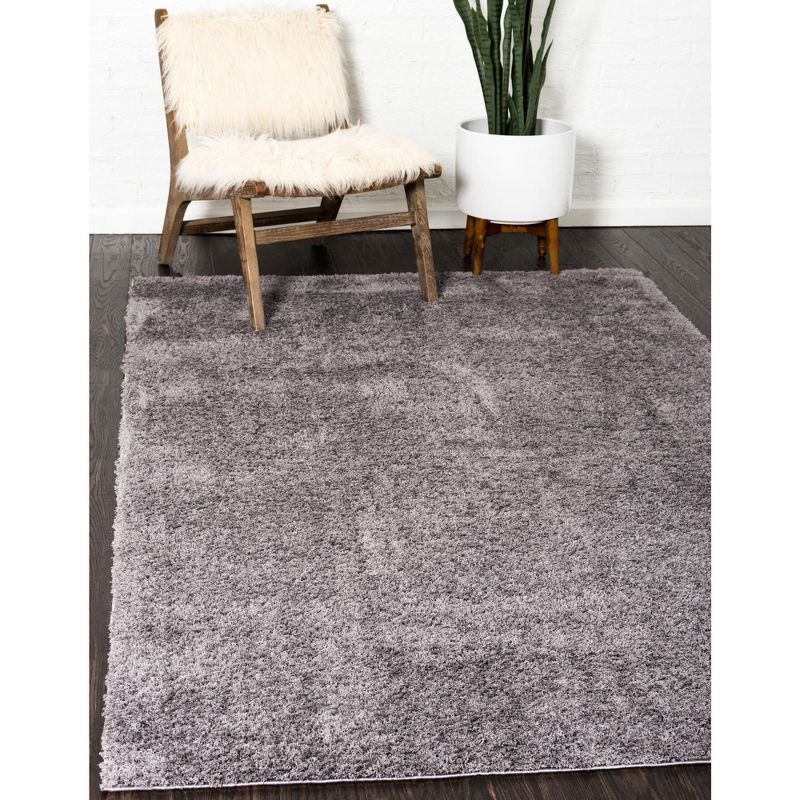 Unique Loom 5' 1 x 8' 0 Dark Gray Studio Solid Shag Sky Area Rug