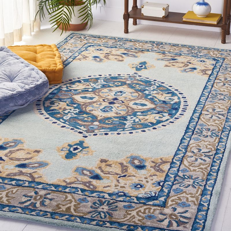 Antiquity AT66 Hand Tufted Indoor Area Rug - Turquoise/Silver - 6'x6' - Safavieh