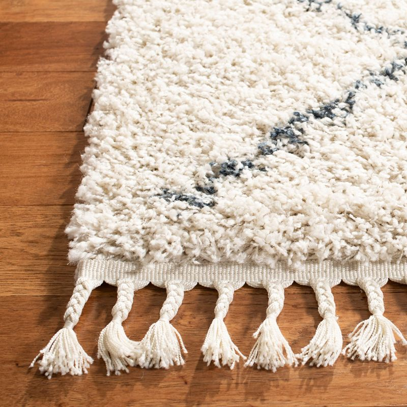 Pro Lux Shag PLX432 Power Loomed Area Rug - Cream/Blue - 5'1"x5'1" - Safavieh.