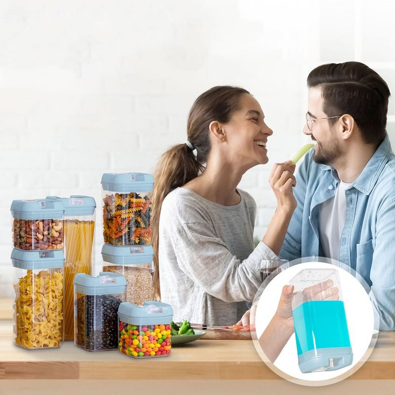 Cheer Collection Airtight Food Storage Containers, Set of 7 (Blue)