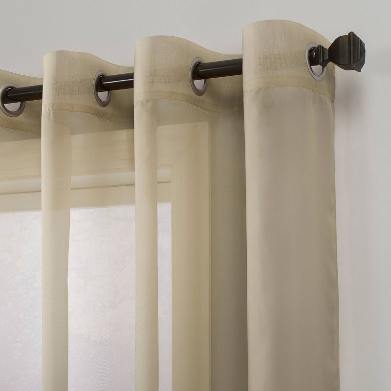 95"x59" Emily Sheer Voile Grommet Top Curtain Panel Beige - No. 918: Modern Indoor Polyester Drapery