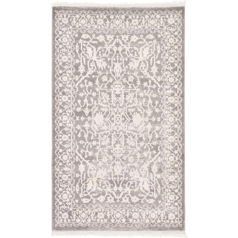 Unique Loom New Classical Collection Area Rug - Olympia (3' 3" x 5' 3" Rectangle Light Gray/Ivory)