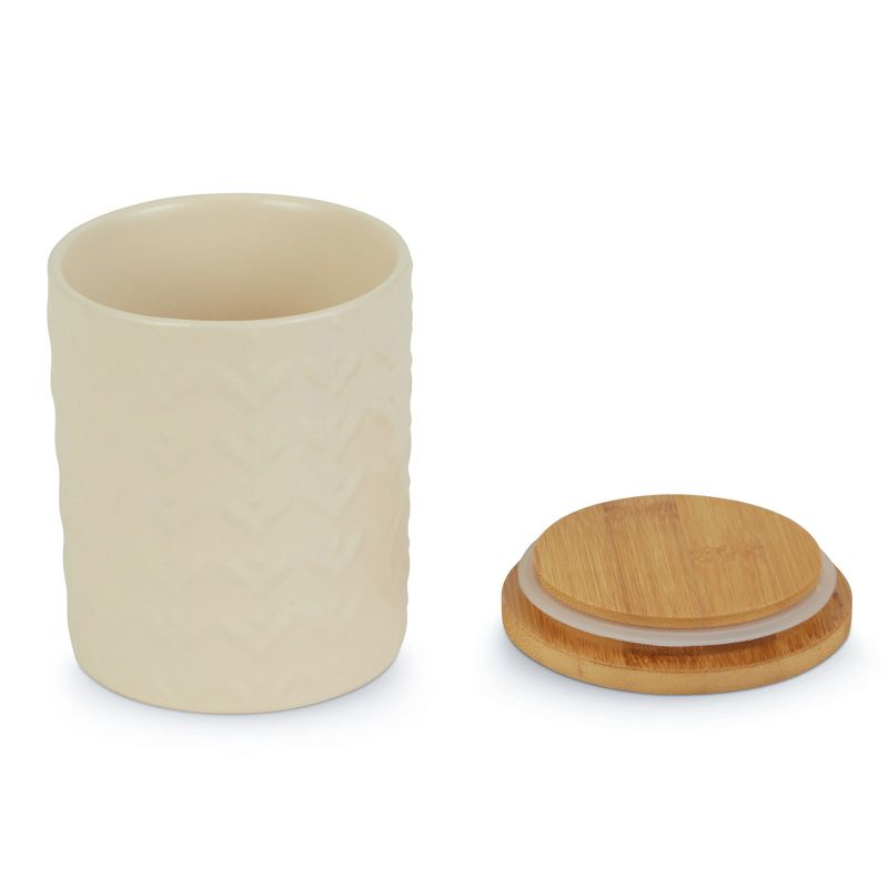 Design Imports Antique White Matte Retro Vine Texture Ceramic Canister Set/3