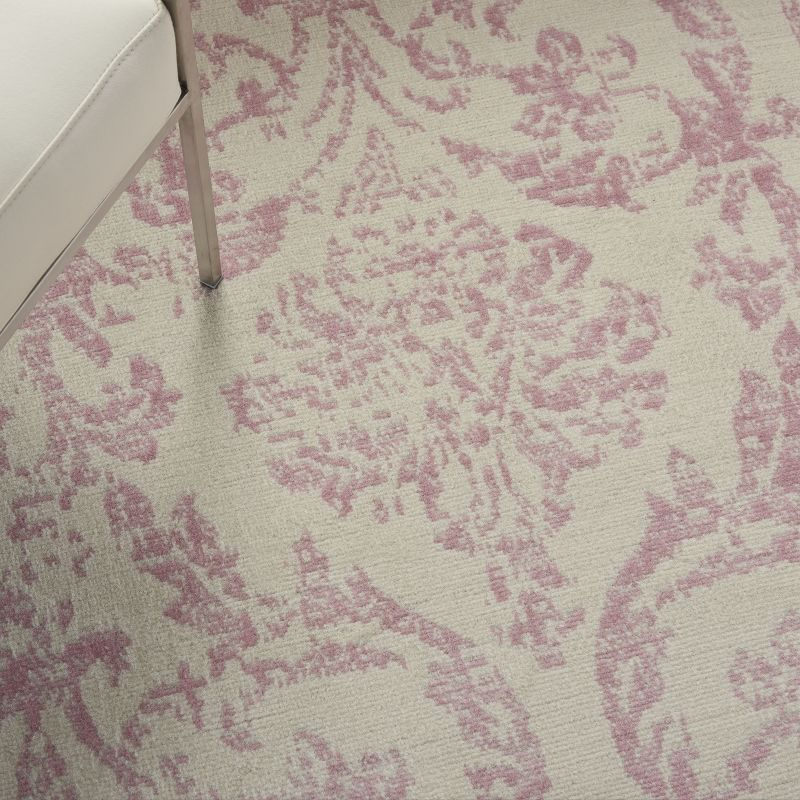 Nourison Jubilant 5'3" x 7'3" (5' x 7') Ivory/Pink Area Rug Farmhouse Vintage Damask by Nourison