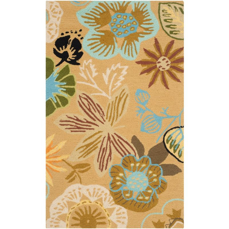 Four Seasons FRS472 Hand Hooked Accent Rug - Taupe/Multi - 2'6"x4' - Safavieh.
