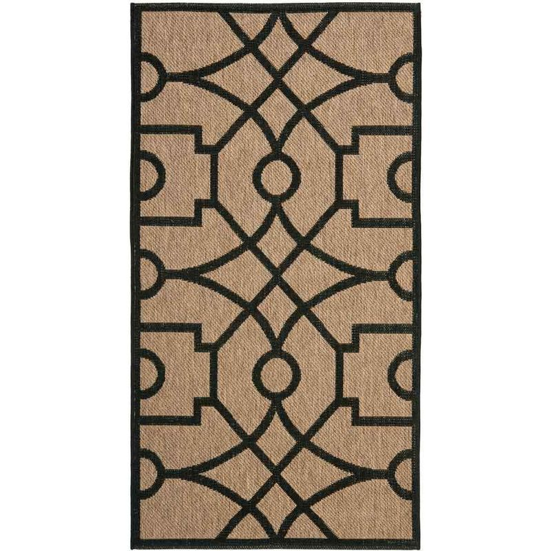 Martha Stewart Fretwork - MSR4121 - Indoor Power Loomed Runners - Dark Beig/Black - 2'7"x5'