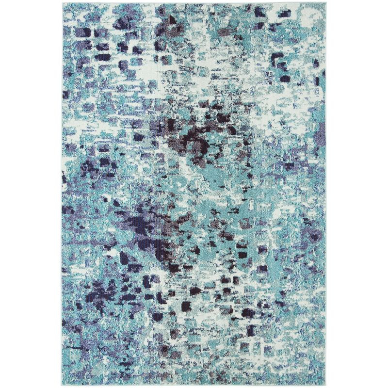 Madison MAD425 Power Loomed Indoor Accent Rug - Turquoise/Navy - 3' Round - Safavieh