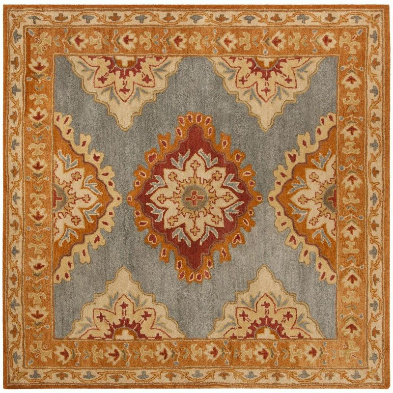 Heritage HG408 Handmade Area Rug - 6'x6' - Blue/Rust - Safavieh