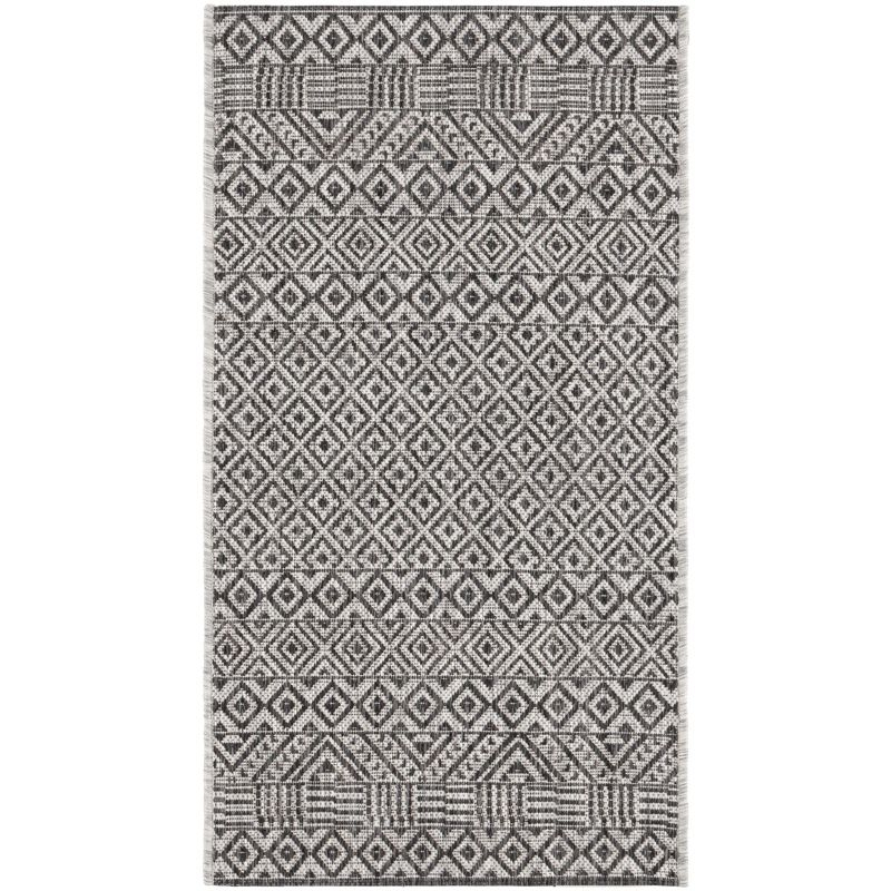 Courtyard CY8235 Power Loomed Indoor and Outdoor Accent Rug - Grey/Black - 2'x3'7" - Safavieh