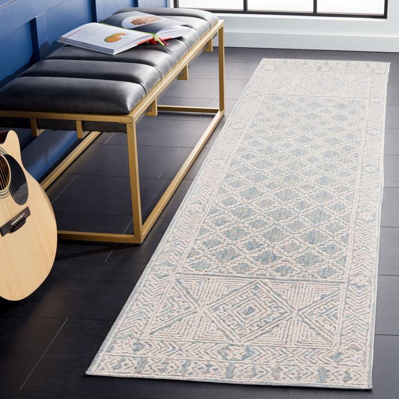Abstract ABT466 Hand Tufted Indoor Runner Rug - Blue/Ivory - 2'3"x8' - Safavieh
