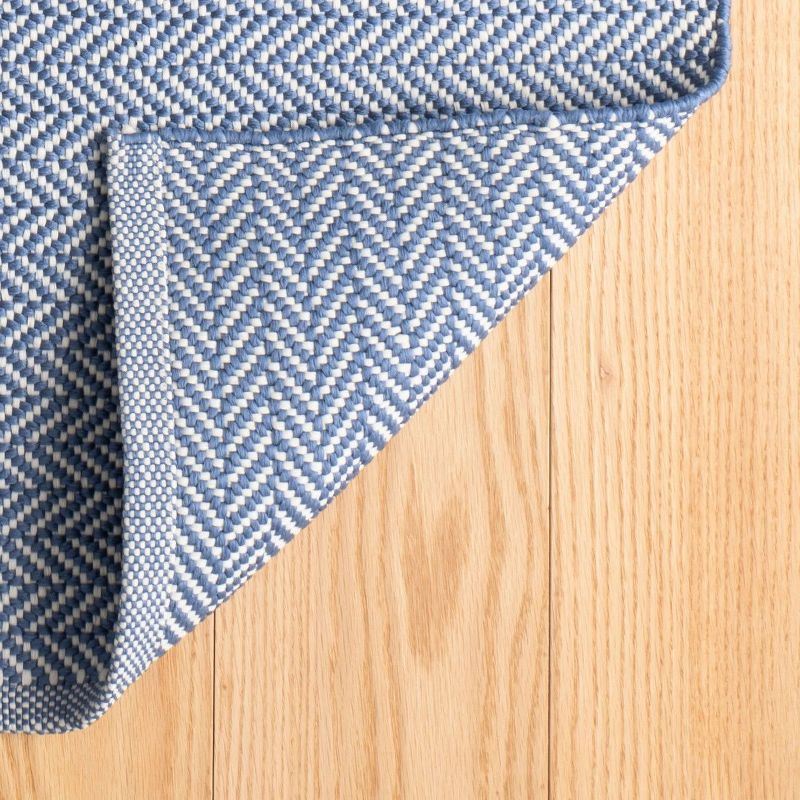 Herringbone Denim/Ivory Handwoven Indoor/Outdoor Rug
