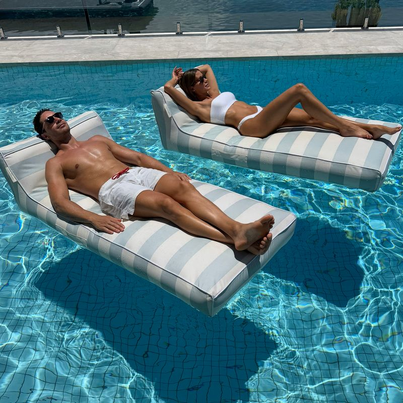 Sunnylife Luxe Lie-On Lounger - Lazy Days Blue Stripe - Inflatable Pool Float