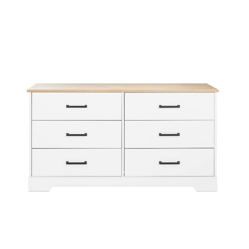 Prepac Rustic Ridge Farmhouse 6 Drawer Bedroom Dresser White/Oak