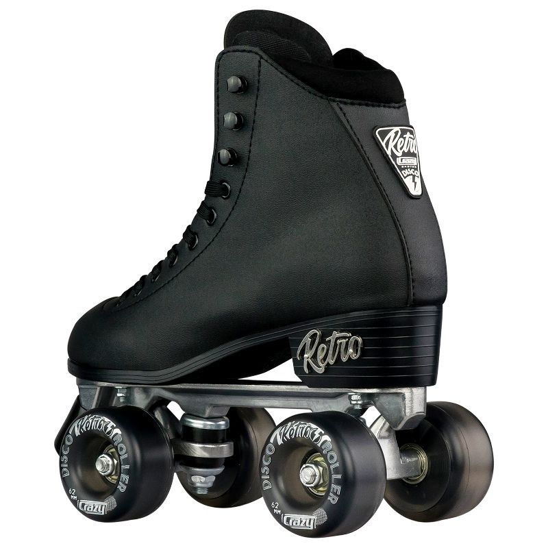 Crazy Skates Black Retro Roller Skates - Classic Style Quad Skates For Women And Girls - 6