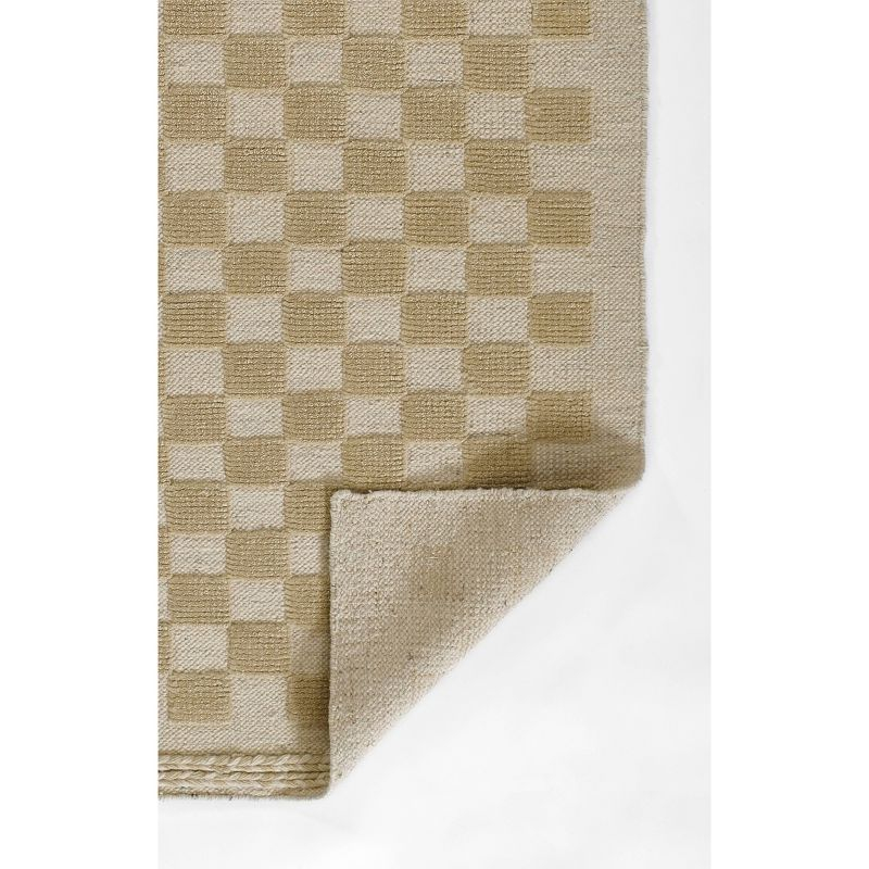 Momeni 6'3"x9' Willow Check Handwoven Area Rug Beige: Wool, Low Pile, Classic Pattern, Indoor, Handmade, Rectangle
