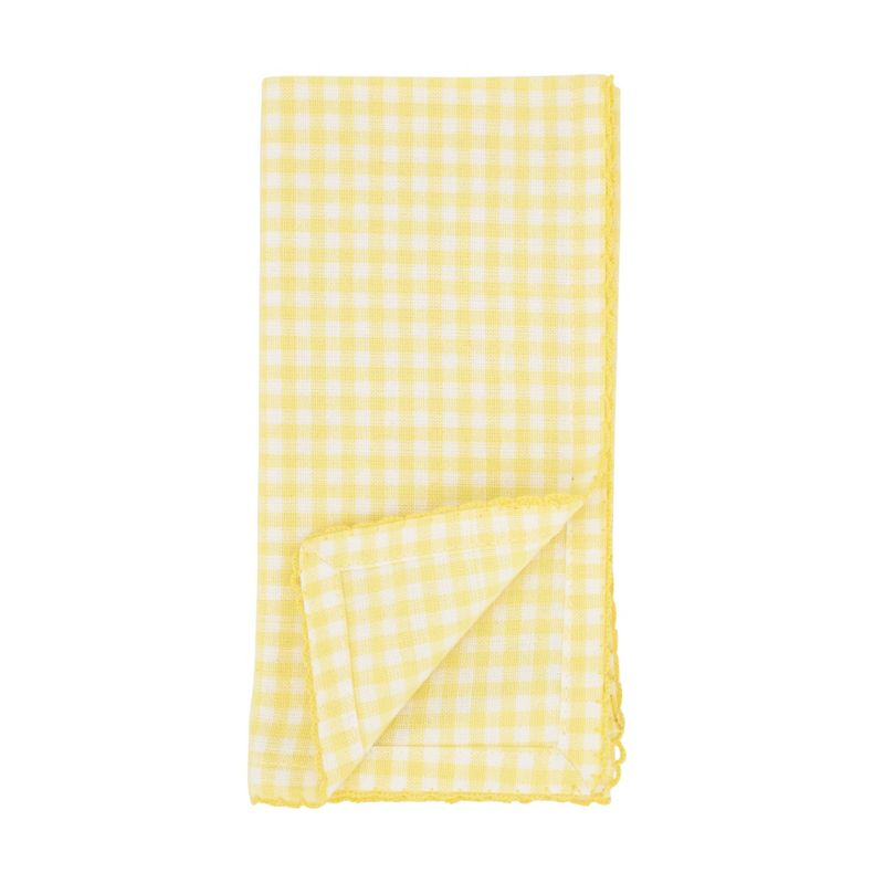 Saro Lifestyle Table Napkins With Gingham Design, Yellow, (Set of 4 pcs)