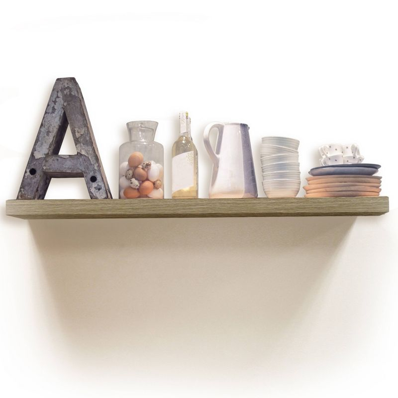 InPlace 42" Floating Shelf Wall Mounted Hidden Brackets Rustic Wood: Modern Decor, MDF, Smooth Finish, Includes Mounting Hardware