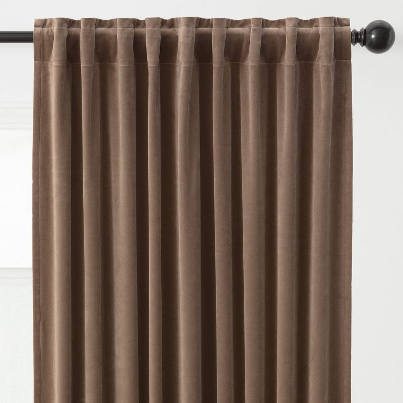 Chanasya 2pk Solid Velvet Room Darkening Blackout Privacy Window Curtain Panels - Set of 2 - 52 x 63 Inches Long - Taupe