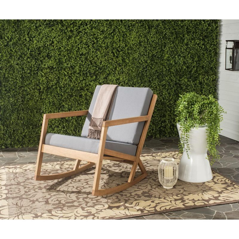 Vernon Rocking Chair Indoor/Outdoor - PAT7013 - Natural/Grey - Safavieh