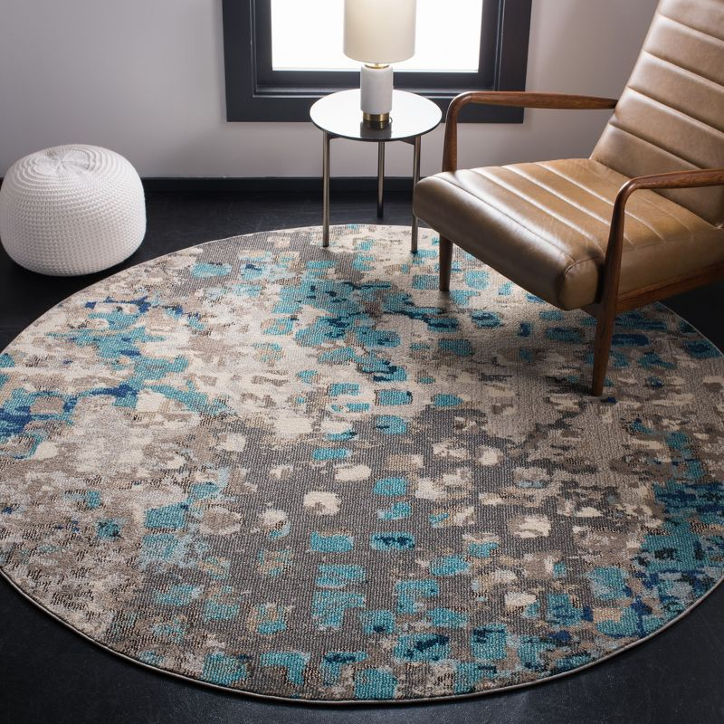 Madison MAD425 Power Loomed Area Rug - Grey/Blue - 5' round - Safavieh.