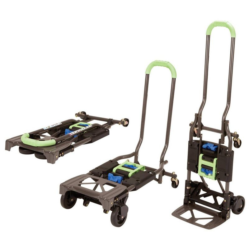 Cosco Shifter Multi-Position Folding Hand Truck and Cart Green: Metal Convertible Dolly, 300 lb Capacity, No Assembly Required