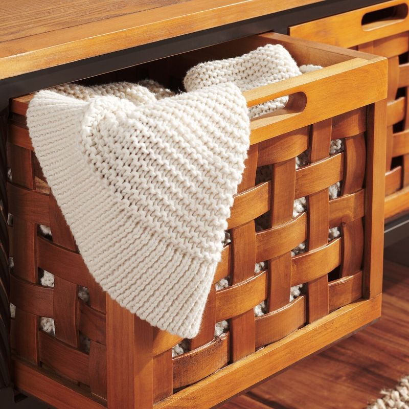 Isaac Storage Bench - Honey Oak - Safavieh