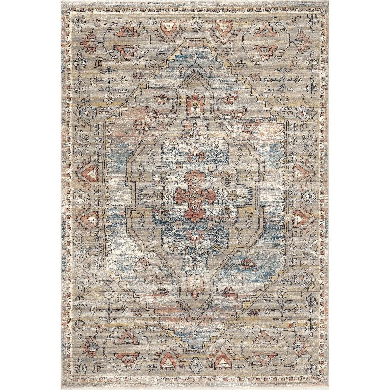 Nuloom Marley Medallion 7x9 Indoor Area Rug for Living Room Bedroom Dining Room Kitchen, Beige/Ivory