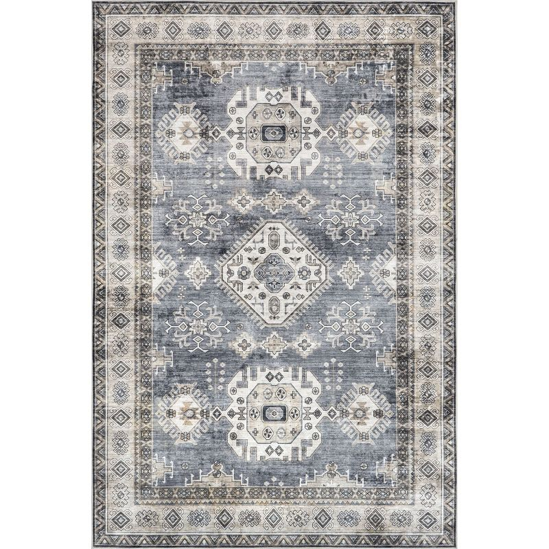 Nuloom Evelina Traditional Spill Proof Treated Pet Friendly Premium Machine Washable Area Rug, 8' x 10', Blue