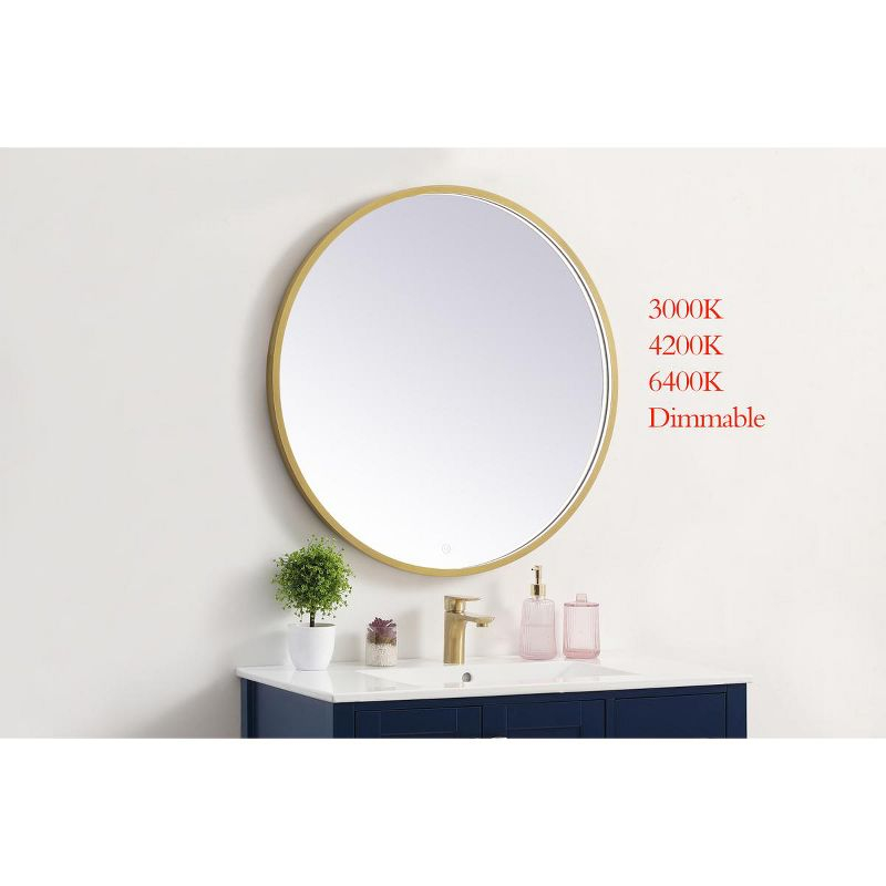 Elegant Lighting Pier 32 inch LED mirror with adjustable color temperature 3000K/4200K/6400K in brass