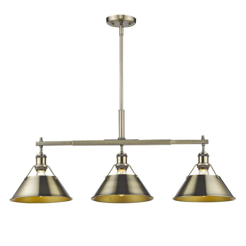 Golden Lighting Orwell 3-Light Linear Pendant in Matte Black with Clear Glass