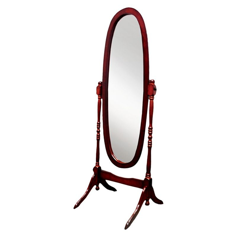 Cheval Mirror Ore International-Cherry: Oval Freestanding Wood Frame, 59" Height