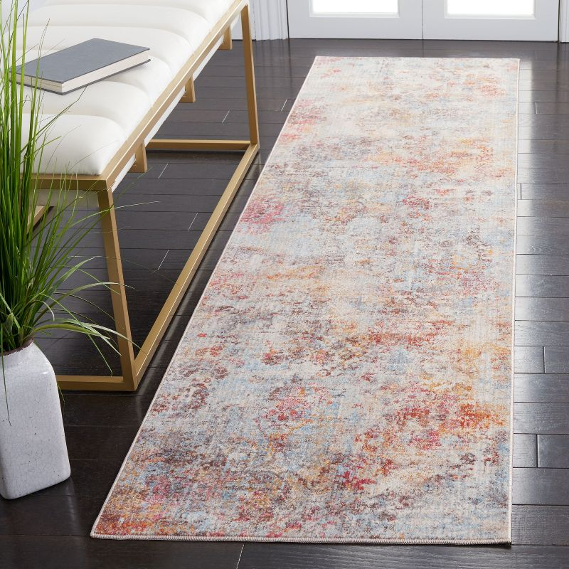 Orlando ORL764 Power Loomed Indoor Runner - Orange / Blue - 2'-2" x 8' - Safavieh