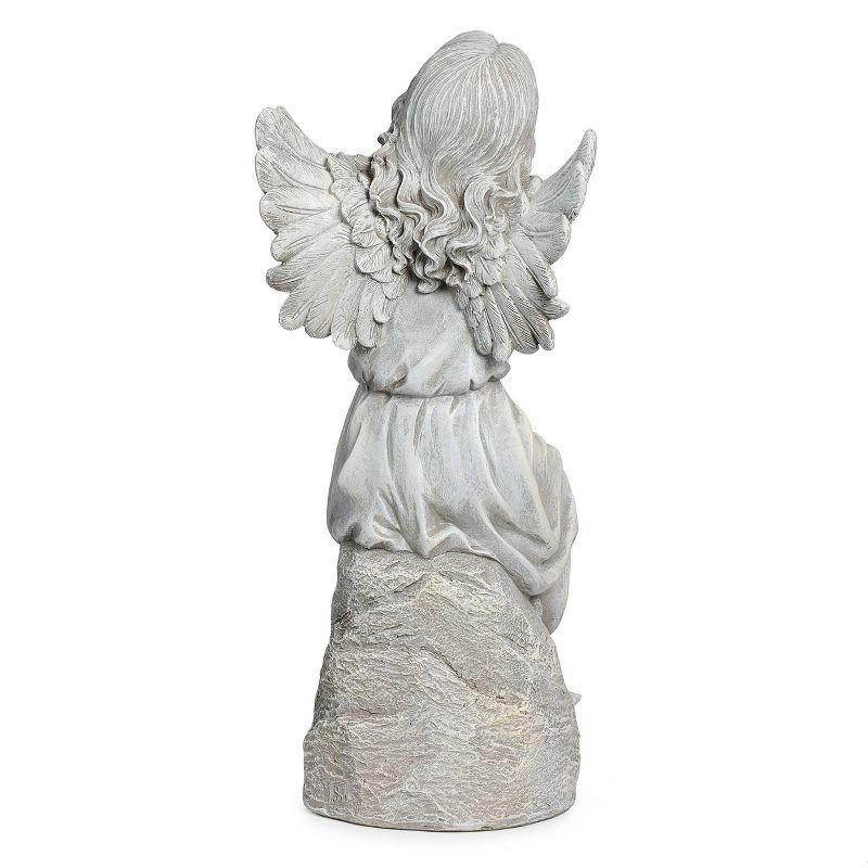 Roman 16" Sitting Angel Resin Outdoor Garden Statues Gray