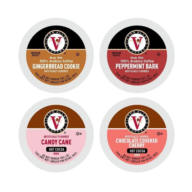 Victor Allen's Coffee Holiday Favorites Coffee & Hot Cocoa Mix Variety Pack, 36 Count, Single Serve K-Cup & Coffee Pods for Keurig K-Cup Brewers
