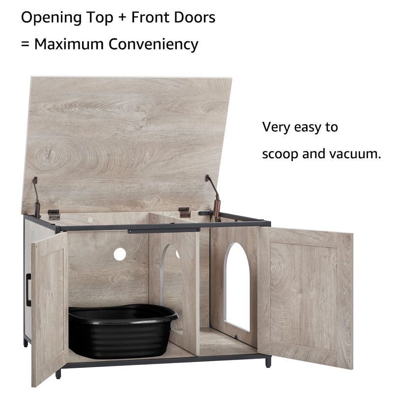 unipaws Cat Litter Box Enclosure - Top Opening - Walnut