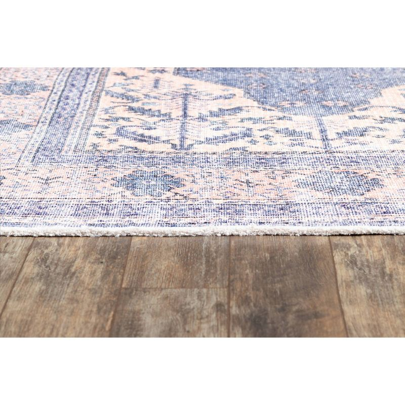 8'x10' Helena Area Rug Denim - Momeni: Bohemian Ikat Design, Low Pile, Polyester & Cotton, Indoor Use, Rectangle Shape