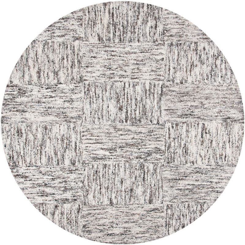 Abstract ABT601 Hand Tufted Area Rug - Ivory/Charcoal - 6' Round - Safavieh .