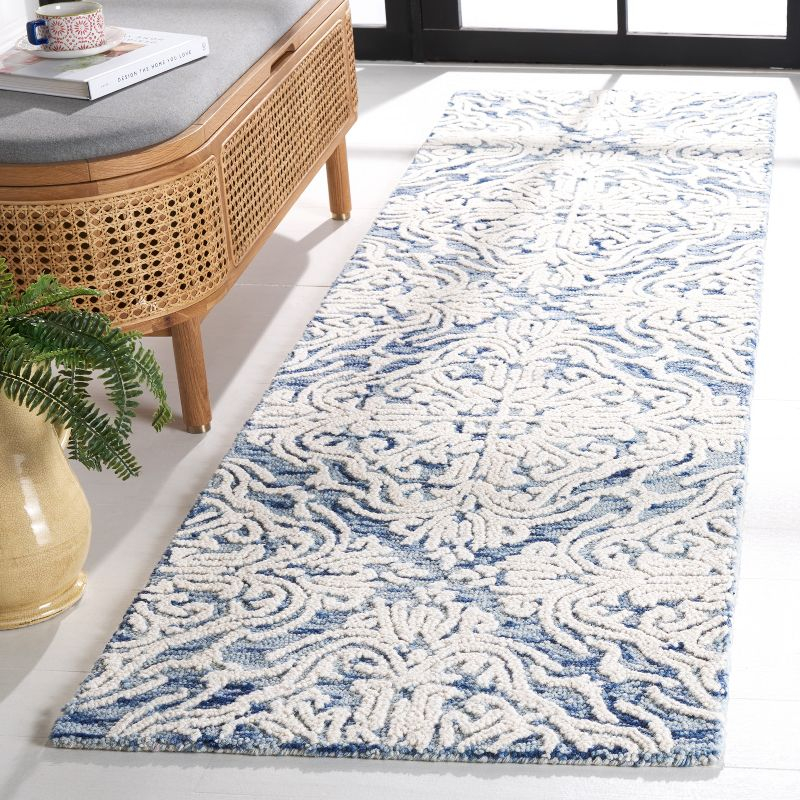 Blossom BLM103 Hand Tufted Runner Rug - Blue/Ivory - 2'3"x8' - Safavieh.