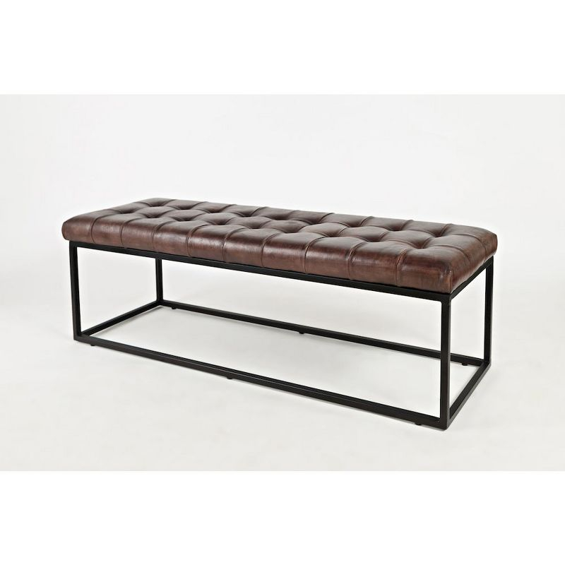 Global Archive 55" Genuine Distressed Leather Ottoman Bench