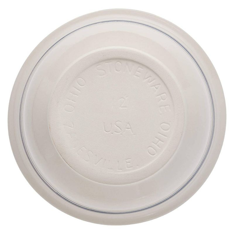 Ohio Stoneware Dominion Mixing Bowl, Stoneware with Food Safe Glaze, Tan with Blue Stripe, 12 inches