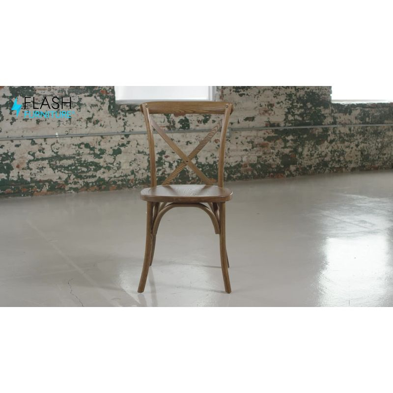 Flash Furniture HERCULES Series Stackable Oak Wood Cross Back Chair with Cushion