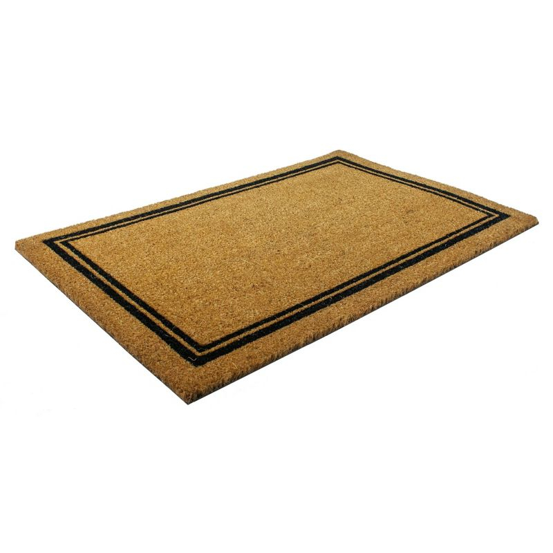 2' x 3' Indoor/Outdoor Coir Doormat with Border Natural/Black - Entryways: PVC Backing, Shake Clean, Medium Pile