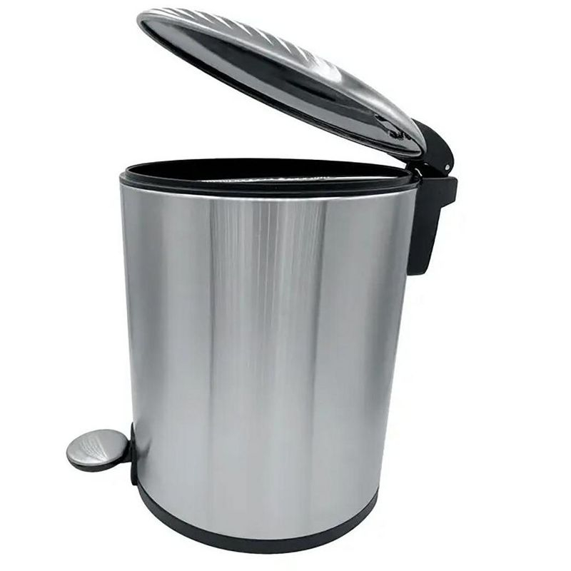 Home Mart Goods 10" Tall Chrome Stainless Steel Step Garbage Can With Removable Inner Bucket, Soft-close Metal Waste Basket With Foot Pedal