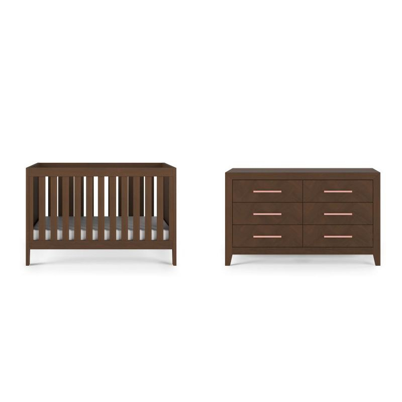 Child Craft Kieran Crib and Dresser Nursery Set, 2-Piece, Includes 3-in-1 Convertible Crib and 6-Drawer Dresser (Toasted Chestnut)