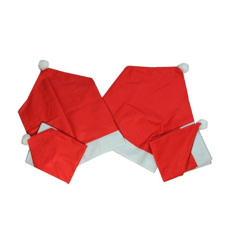 Northlight Set of 4 Red Santa Hat Christmas Chair Covers with Cuff and Pom-Pom 23.5"