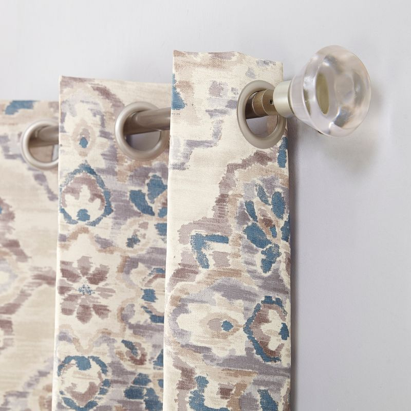 84"x40" Regina Watercolor Floral Thermal Insulated Grommet Curtain Panel Linen - Sun Zero: Room Darkening, Polyester