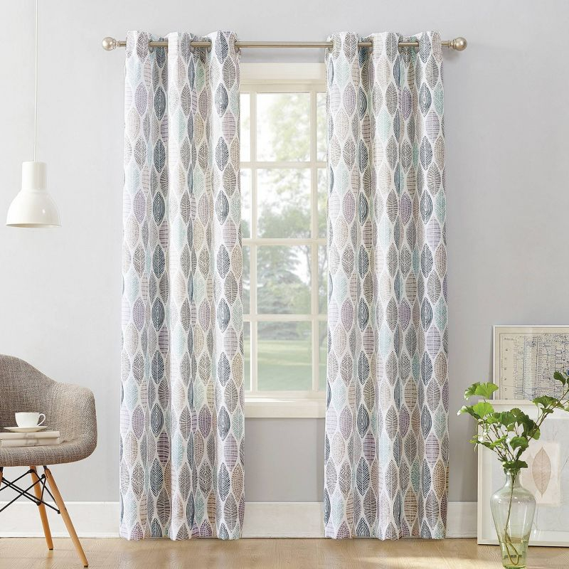 95"x40" Hotaru Leaf Print Semi-Sheer Grommet Curtain Panel - No.918